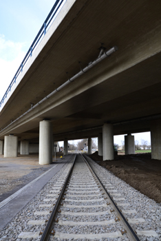 Abgebrannte Br�cke Autobahn A57 Dormagen K�ln Krefeld 57