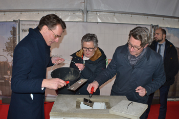 NRW Verkehrsminister Hendrik W�st Elfriede Sauerwein Braksiek Bundesminster Andreas Scheuer Grundstein Verkehrszentrale1