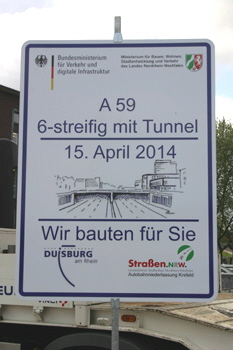 A59 Autobahn Duisburg Hauptbahnhof Mercator Tunnel Ausbau sechstreifig 