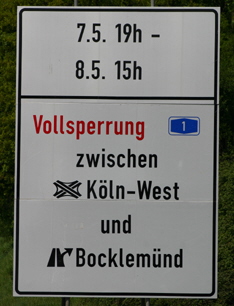 A1 Autobahn Vollsperrung Mai 2011