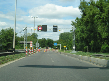 A643 Lkw Sperranlage Autobahn Rheinbr�cke Wiebaden Schierstein Mainz Mombach 69