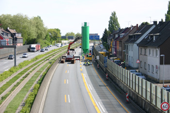 A 40 Autobahn Ruhrschnellweg Essen-Frillendorf-S�d Vollsperrung Bergbauschacht 3