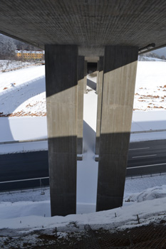 Autobahnbaustelle im Schnee A3 Spessartaufsteig Weibersbrunn Autobahn Frankfurt Würzburg Nürnberg 53
