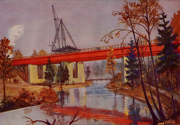 Prienbr�cke bei Frasdorf November 1934 Ernst Vollbehr Autobahngem�lde 